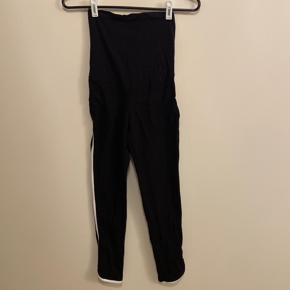 Motherhood, maternity size M, black, stretchy pants with white stripe